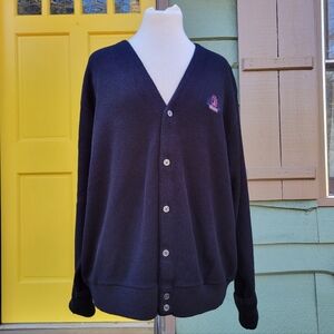 Vintage IZOD Made in USA Crest Logo Preppy Cardigan Sweater XL